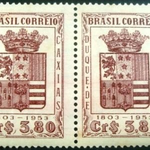 Par de selos postais do Brasil de 1953 Duque de Caxias 3.80 M PR
