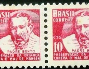 Par de selos postais Padre Damião emitido em 1955 H4