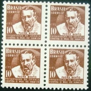 Quadra de selos postais do Brasil de 1962 Padre Bento H8