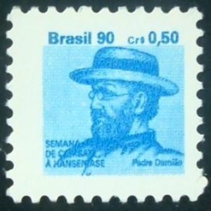 Selo postal do Brasil de 1990 Padre Damião H 27
