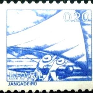 Selo postal do Brasil de 1976 Jangadeiro