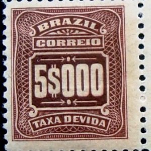 Selo postal do Brasil de 1906 Cifra ABN 5$ - X 39 M