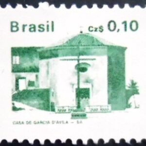 Selo postal do Brasil de 1986 Casa de Garcia D'Avila M