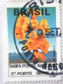 Imagem similar à do selo postal do Brasil de 1992 Ipê Amarelo U