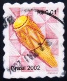 Selo postal do Brasil de 2002 Atabaque U