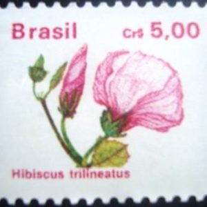 Selo postal do Brasil de 1990 Hibisco M