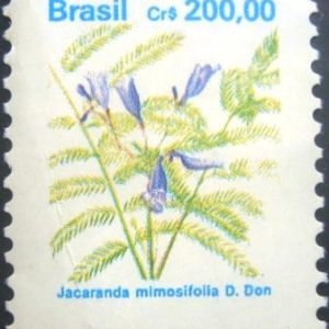 Selo postal regular emitido no Brasil em 1991 Jacaranda mimosifolia