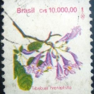 Selo postal do Brasil de 1992 Ipê roxo