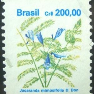 Selo postal do Brasil de 1991 Jacaranda mimosifolia