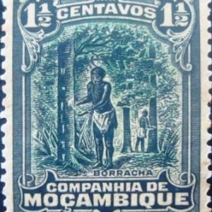 Selo postal de Moçambique (Sociedade) de 1918 Caoutchouc harvest