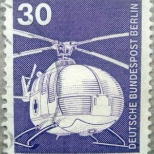 Selo postal da Alemanha de 1975 Rescue helicopter MBB - 1173 U