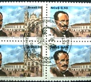Quadra de selos postais do Brasil de 1989 Tobias Barreto