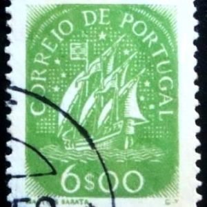 Selo postal de Portugal de 1949 Caravel 6$ - 747