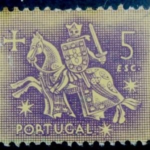 Selo postal de Portugal de 1953 Knight on horseback 5$ - 803
