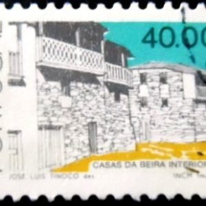 Selo postal de Portugal de 1987 Beira inland house