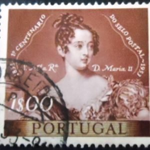 Selo postal de Portugal de 1953 Queen Maria II 1$ - 785 U