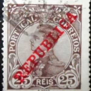 Selo postal de Portugal de 1910 - King Manuel II República 25 U