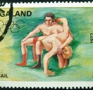 Selo postal Nagaland 1972 Wrestling