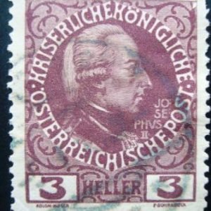 Selo postal da Áustria de 1908 Emperor Joseph II 3 U sev