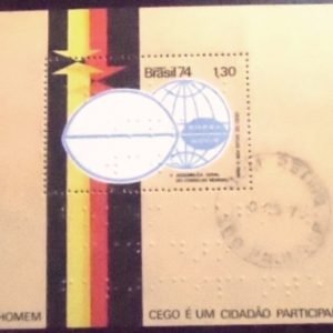 Bloco postal do Brasil de 1974 Braile