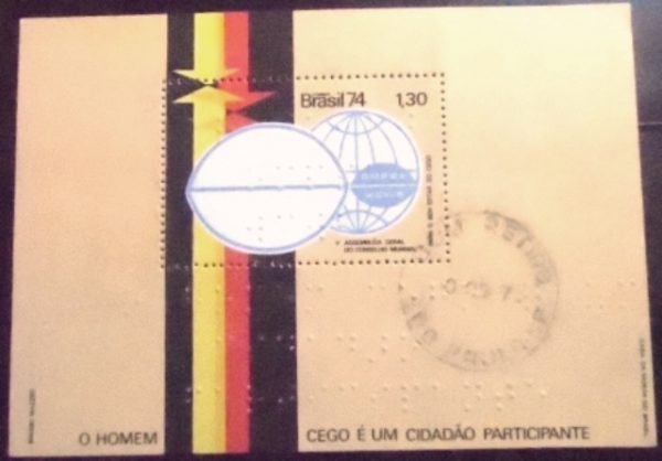 Bloco postal do Brasil de 1974 Braile