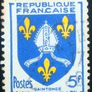 Selo postal da França de 1954 Provincial Arms Saintonge