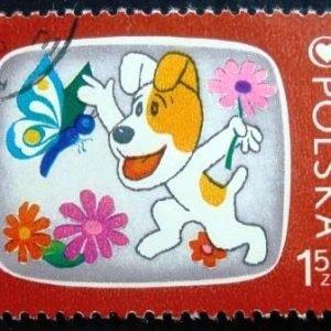 Selo postal da Polônia de 1975 Reksio the dog