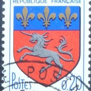 Selo postal da França de 1966 Saint-Lô