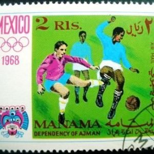 Selo postal do Manama de 1968 Football