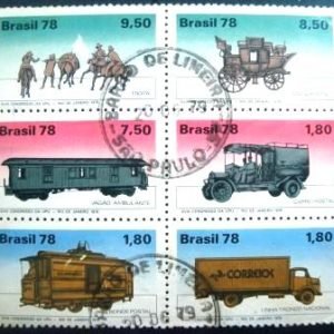 Se-tenant do Brasil de 1978 Transportes Postais U