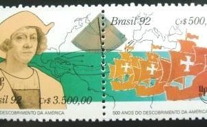 Se-tenant do Brasil de 1992 Descobrimento da América