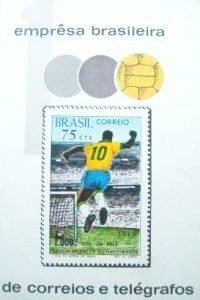 Bloco postal do Brasil de 1970 Milésimo Gol Pelé