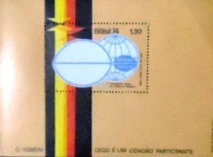 Bloco postal do Brasil de 1974 Braile N