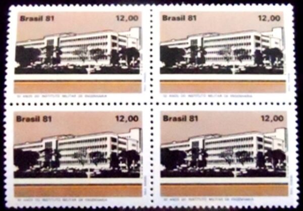 Quadra de selos postais do Brasil de 1981 Instituto Militar de Engenharia M QD