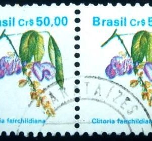 Par de selos postais do Brasil de 1990 Sombreiro PR H