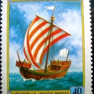 Selo postal da Mongólia de 1981 Hansa Cog 12th century