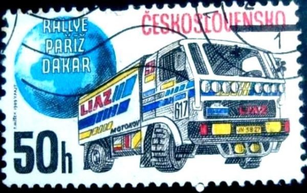 Selo postal da Tchecoslováquia de 1989 Liaz truck