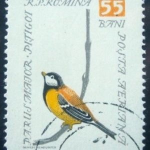 Selo postal da Romênia de 1959 Great Tit