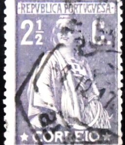 Selo postal de Portugal de 1912 Ceres 2½ U x