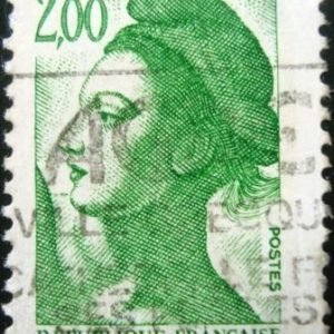 Selo postal da França de 1982 Liberté de Gandon 2 yellow green