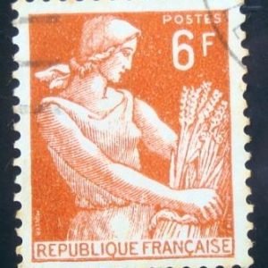 Selo postal da França 1957 Type Reaper 6