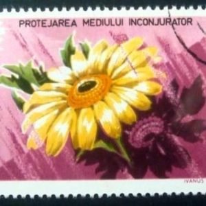 Selo postal da Romênia de 1984 Sunflower