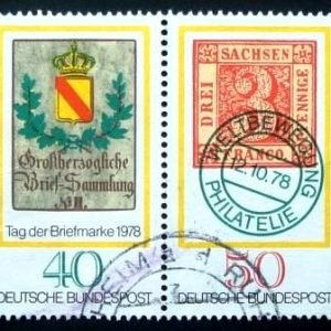 Se-tenant da Alemanha de 1978 Posthouse Shield 1850 3pf. stamp of Saxony