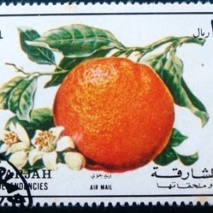 Selo postal de Sharjah de 1972 Orange