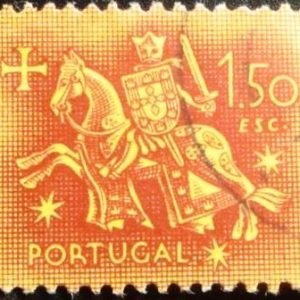 Selo postal de Portugal de 1953 Rei Diniz 1$50