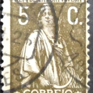 Selo postal de Portugal de 1923 Ceres 5