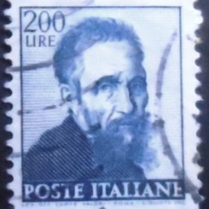 Selo postal da Itália de 1961 Head of Michelangelo