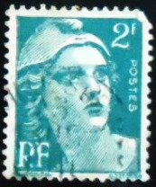 Selo postal da França 1945 Marianne type Gandon 2