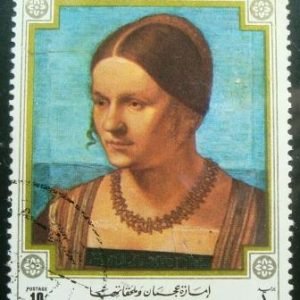 Selo postal do Emirado de Ajman de 1972 Portrait of a woman