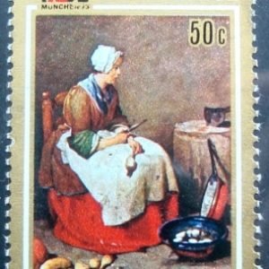Selo postal da Ruanda de 1973 Woman Peeling Turnips N